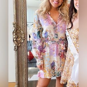 Zara print button down dress size M